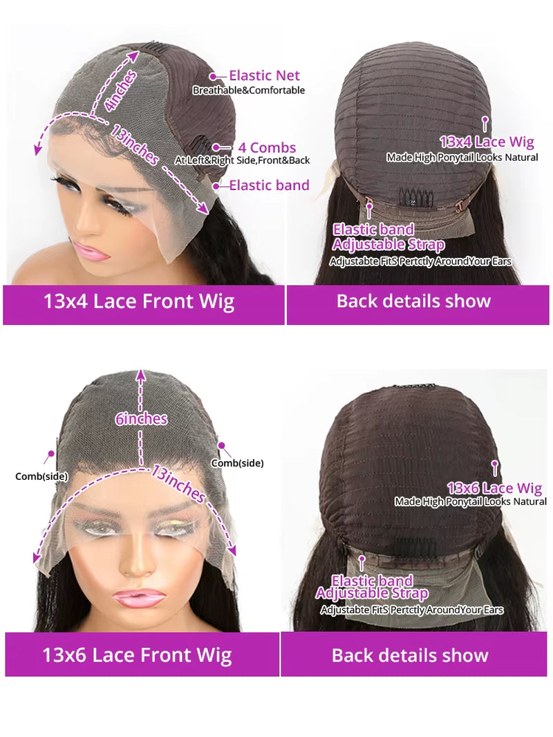 300% Density 40 46 Inch Deep Wave 13X6 HD Lace Front Human Hair Wig Loose Water Curly 13X4 Lace Frontal Wig Human Hair for Women