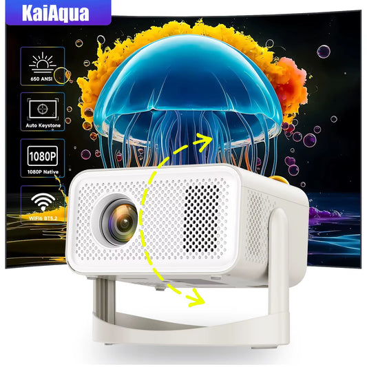 4K 650ANSI L018 Native Portable Projector 1080P Auto Focus Keystone Correction BT5.2 Android 11 WIFI6 360° Home Cinema
